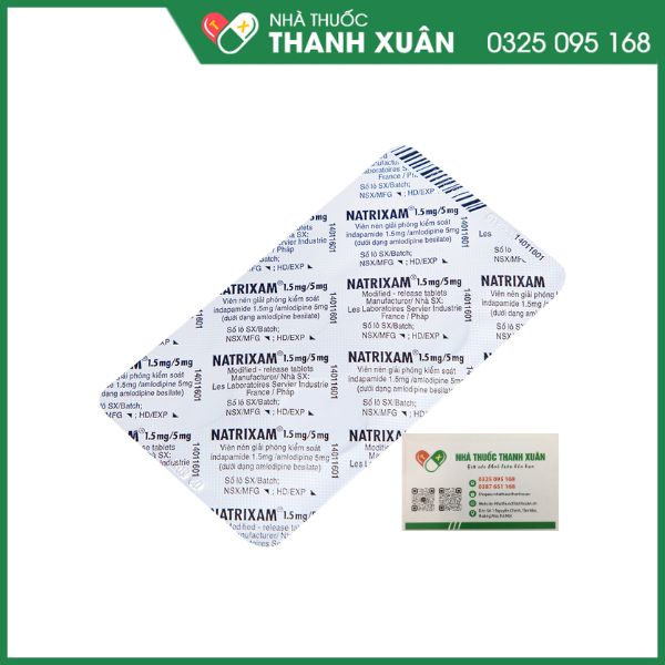 Natrixam 1.5mg/5mg - Thuốc trị tăng huyết áp (6 vỉ x 5 viên)